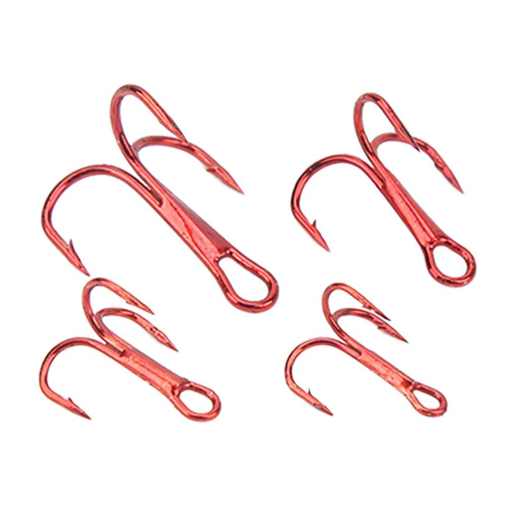 100PCS with Double Split Rings Triple Barbed Hooks Strong Sharp Barbed Hook Set Freshwater Fishing