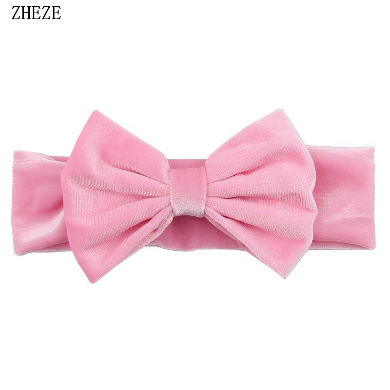 Baby Soft 5" Hair Bow Headband Kids Girls Velvet Headwrap Turband Toddler Photo Pro DIY Hair Accessories