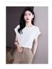 2023 Women's Slimming Short Sleeve Morandi Pink Ice Silk Cotton Casual Top