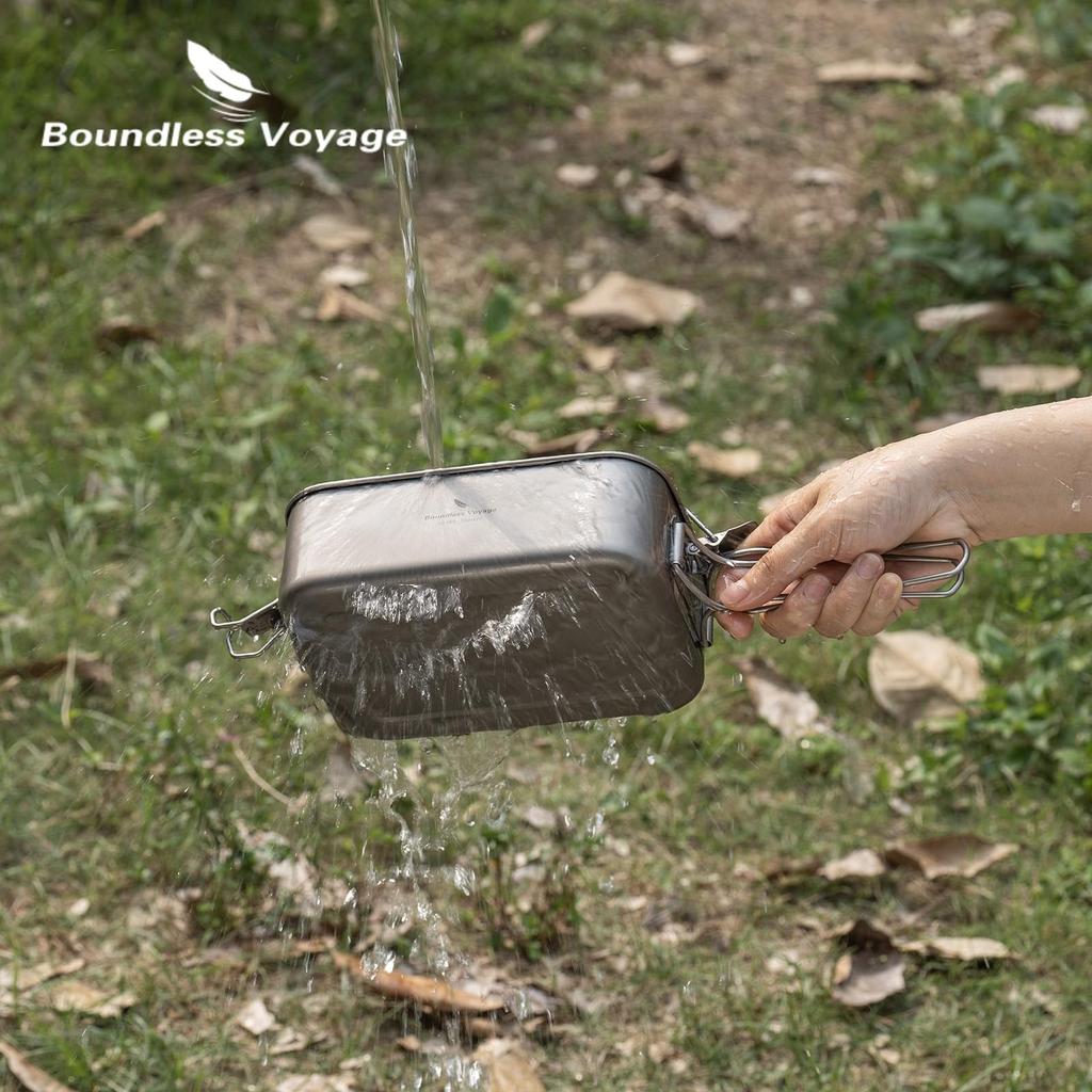 Boundless Voyage Titanium Messtin Camping Rice Outdoor Campfire Rice Lightweight and Compact Lunch Perfect for Solo Camping and Hiking Ti2082C Cooker,