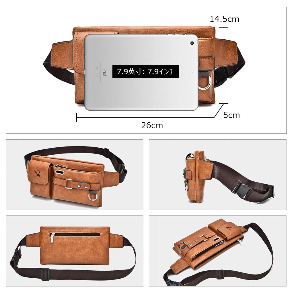 Whatna Leather Mini Waist Mini Shoulder Bag with Earphone Hole and Key Crossbody 8110 Bag, Men's Ring, Unisex, Bag, One-Shoulder, Lightweight,