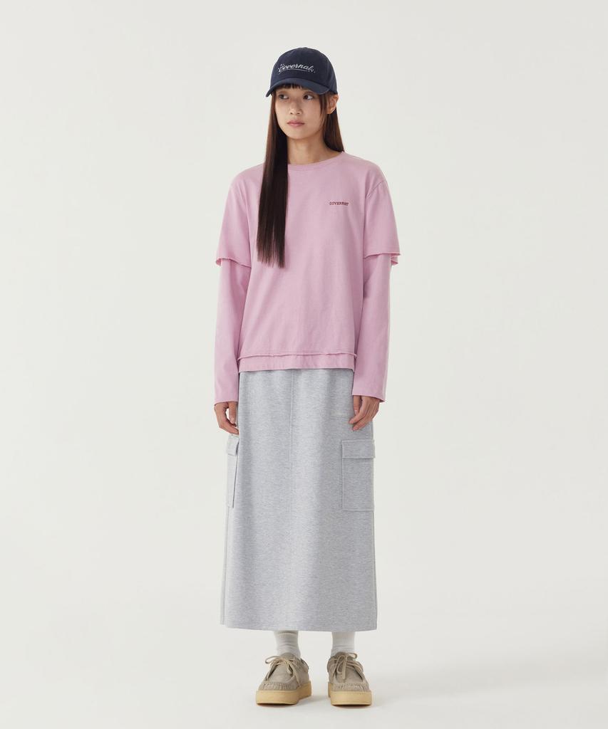 Covernat Woman Sweat Cargo Skirt Melange Gray