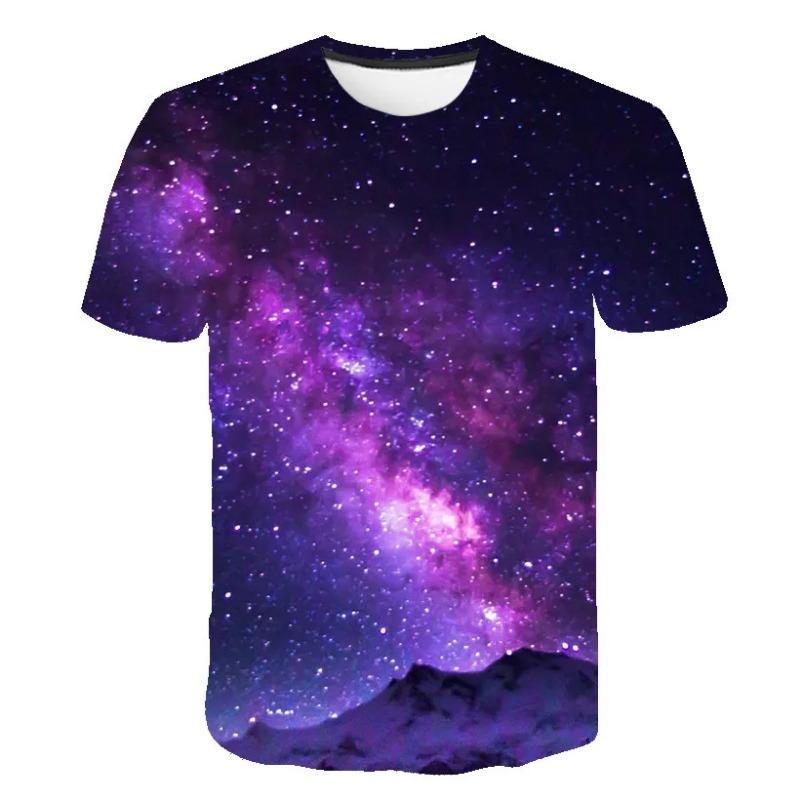 Summer Cosmic Galaxy Men's Space 3d Printing T-shirt Short-sleeved Printed Harajuku Casual Tops O-neck