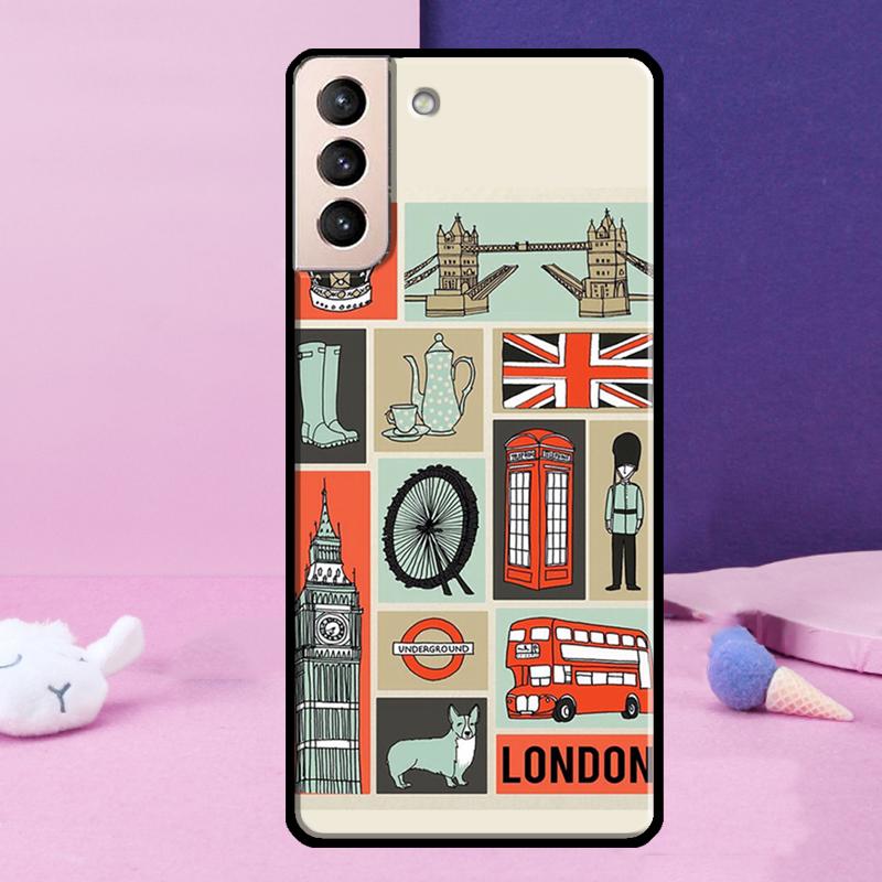 London Bus England Big Ben Phone Case For Samsung Galaxy S25 Ultra S23 S20 S21 S22 S24 FE S9 S10 Plus S24 Ultra Cover