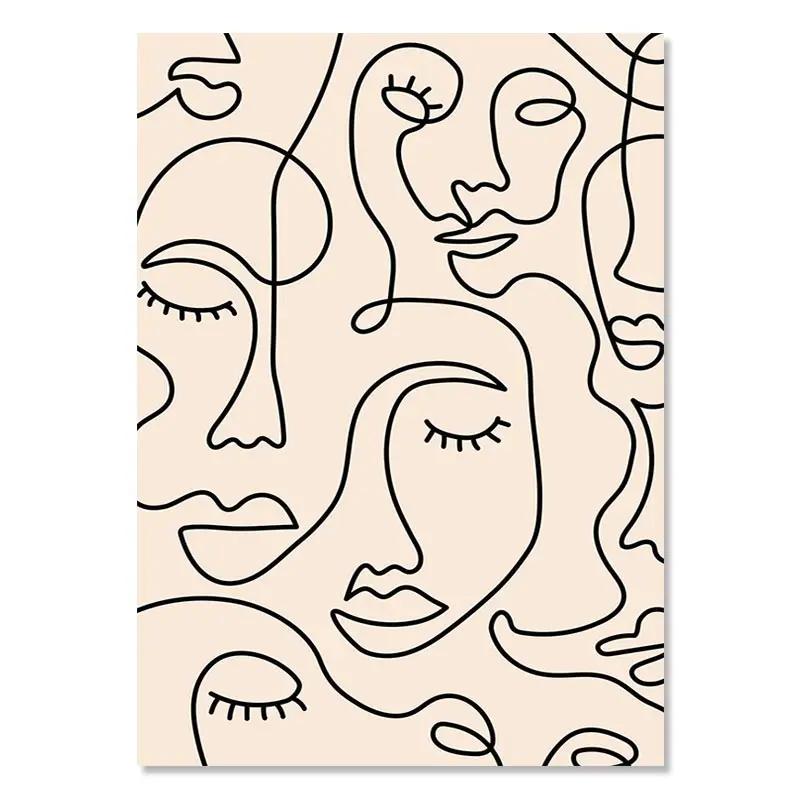 

Богемные постеры Анри Матисса, абстрактные геометрические линии лица, бежевый холст, картина, настенная художественная печать, картина, домашний декор для гостиной 21cm×30cm NoFrame