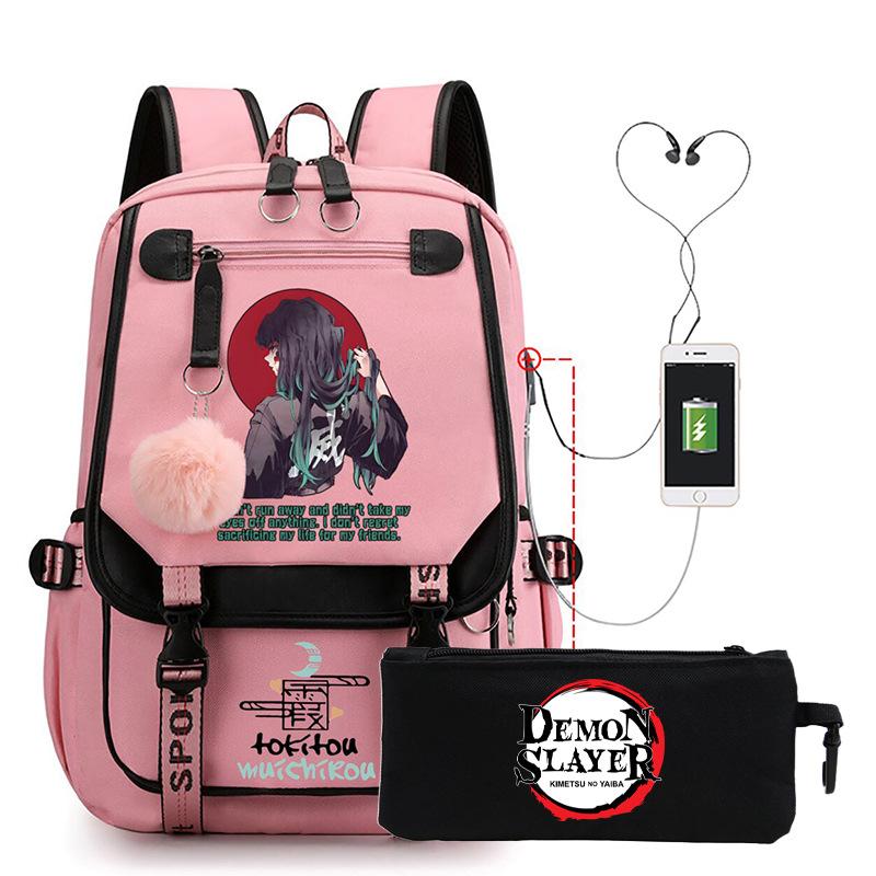 Ghost extermination surrounding animation schoolbag cross-border Korean version junior high school high school student large capacity with USB leisure