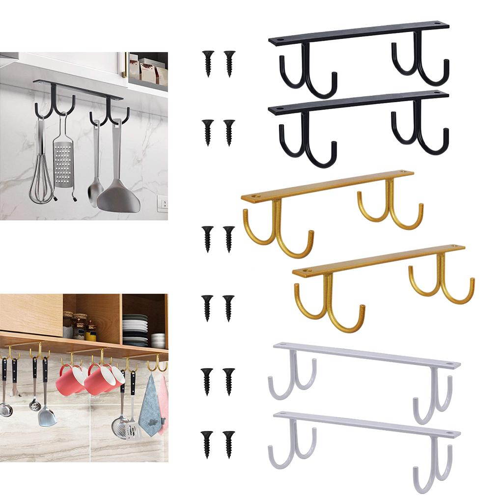 Hooks Towel Coffee Cup Mug Holder Hang Kitchen Under Shelf Rack Hook Display