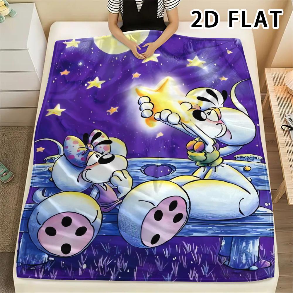 1Pc Diddl Print Flannel Blanket, High Quality Comfortable for All Seasons, Home Decor, Warmth and Comfort, Perfect for Christmas Gifts