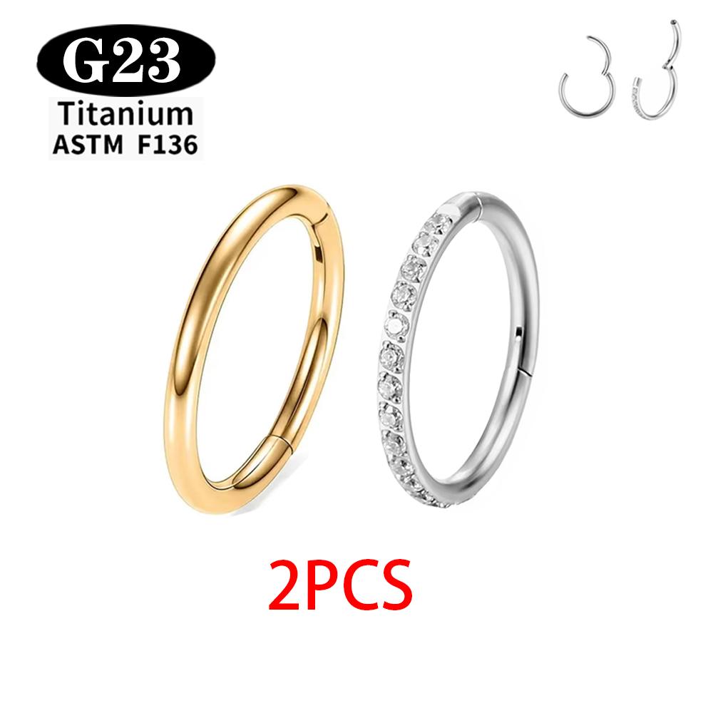 1/2 Stück ASTM F136 G23 Titan Nasenring Damen Creolen Piercing Körperschmuck Scharnier Clicker Offener Membran Nasenring