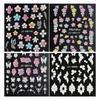 4 Sheets Flowers Nail Sticker Sweet Nails Art Stickers Self-Adhesive Nail Decals Nails Art Decoration for Woman Girl