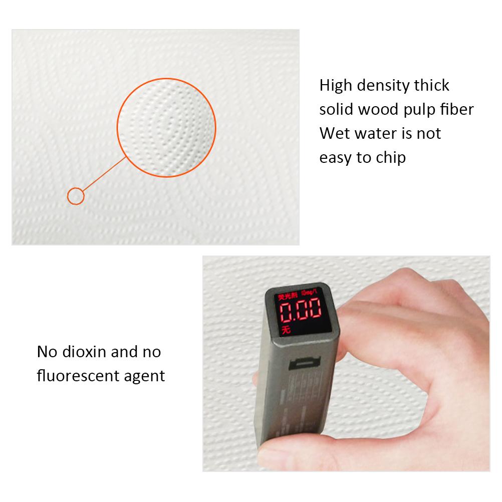 2 Rolls Kitchen Paper Water Absorbent Paper Towels Wood Pulp Kitchen Tissue