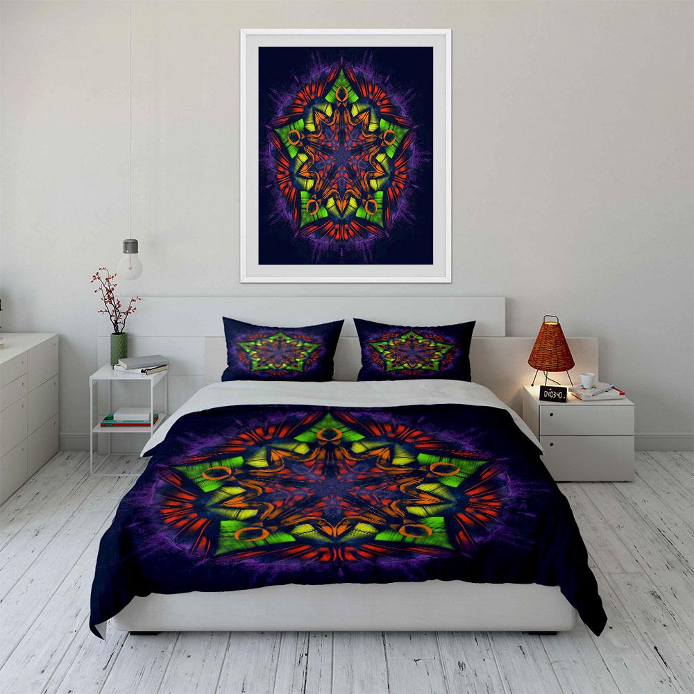 "Mandala Art Decoration Set" Bedding Set with 1 Duvet Cover 2 Pillowcases Single Double King Queen, Gift