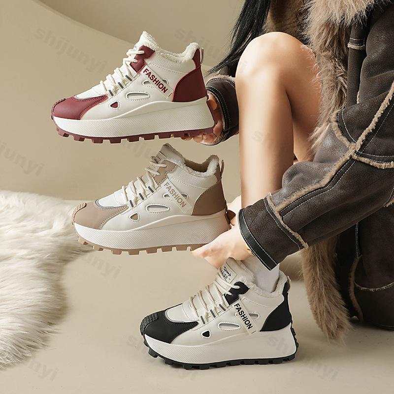 Winter Women Cotton Shoes Plush Warm Women Ankle Boots Thick Soled 2026 New Snow Boots Windproof  Platform Sneakers Botas Mujer