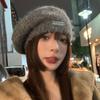 Winter versatile big head circumference knitted beret women