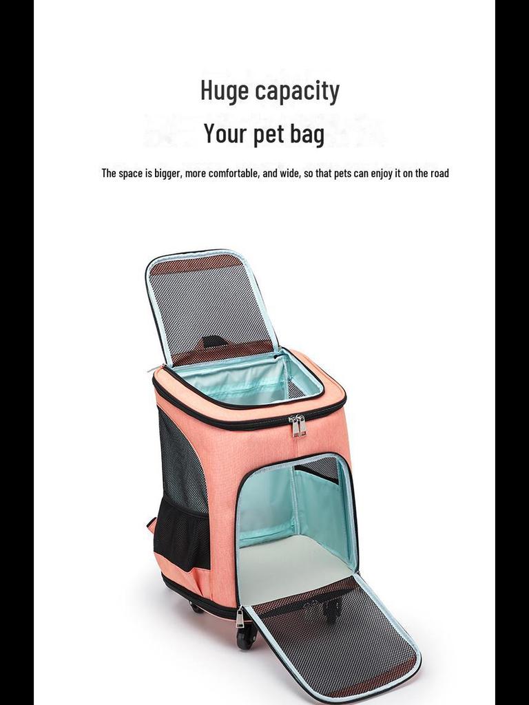 Tragbarer Haustier-Trolley-Rucksack für Katzen und Hunde