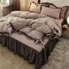 Komfort-Bettrock-Set mit Spitzensaum - Hautfreundliche Bettwäsche, Einzel-/Doppelbett