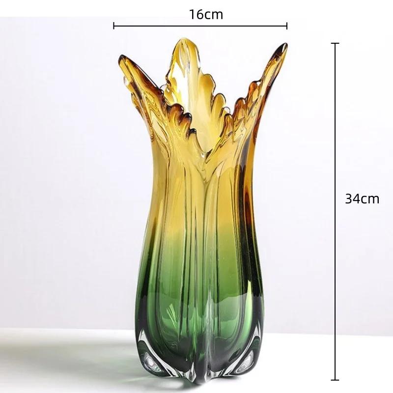 Gradient Glass Vase Colored Thick Glass Flower Vase Flower Arrangement Accessories Hydroponics Terrarium Home Decoration