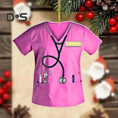 Nurse Uniform Shape Decoration Flat Acrylic Hanging Ornament Keyring Pendant Gift for Nurses Doctors Car Bag Decoration