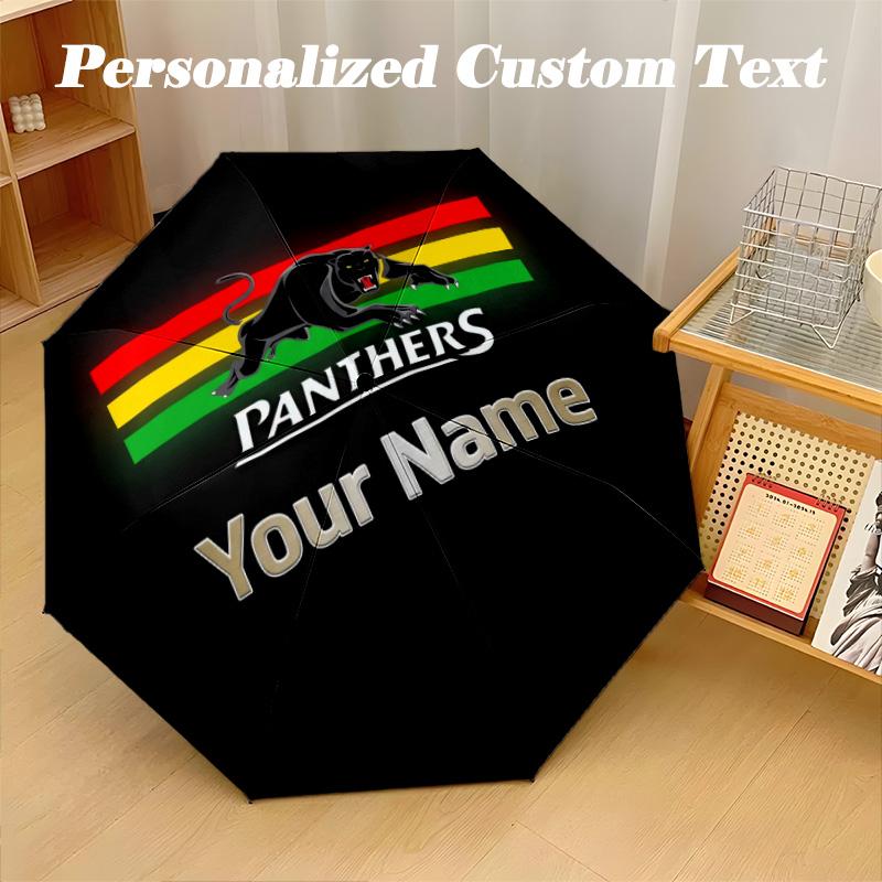 Penrith Panthers Automatic 8‑ribs Umbrella, Custom Name Text Personalized Folding Umbrella Rain Sun Gift