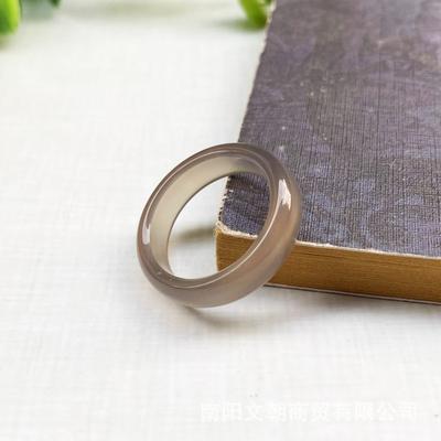 Jade Ring White Agate Ring Jiangyuan Jade Chalcedony Round Ring Supply Wholesale Small Gift
