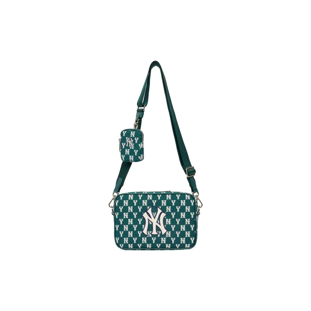 MLB Monogram Series Vintage Floral Print Letter Logo NY Yankees Polyester Tofu Bun Camera Bag Shoulder Crossbody Bag Unisex Bags 3ACRM012N-50GND
