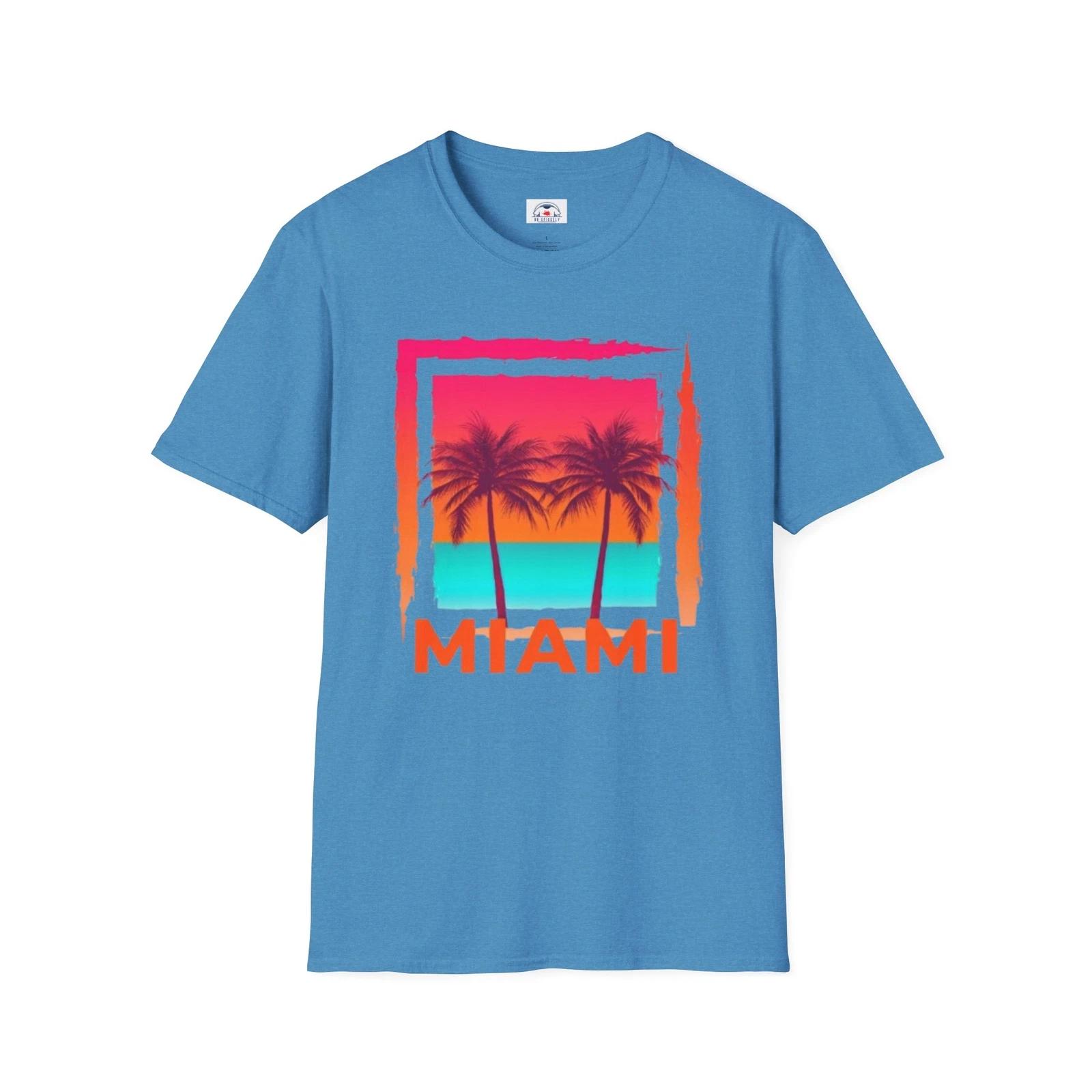 Retro Miami Florida Sunset Shirt Unisex Summer Tee Beachwear Vacation Shirt Gift 2XL