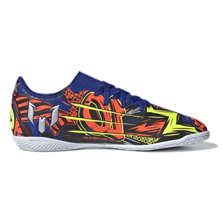 Adidas Messi 19.4 Indoor J Comfortable Durable Low Top Kids Soccer Shoes Kids Soccer Shoes Blue Orange Yellow EH0601