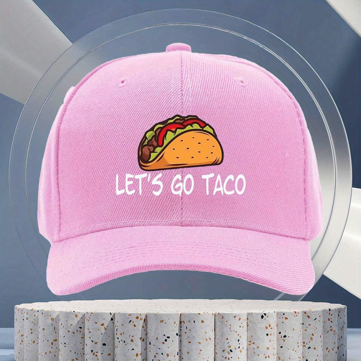 Lets Go Taco Graphic Baseball Cap Polyester Adjustable Casual Cap for Adults Unisex Outdoor Use One Size