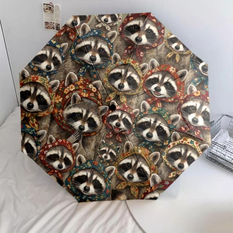 

1 PC Automatic Folding Umbrella - Retro Animal Art Pattern, Portable & Foldable Design with 8 Ribs, Christmas Birthday Gifts