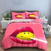 Smiley Lollipop Lips Art Bedding Duvet Cover Set Duvet Cover Pillowcases  (1*Duvet Cover 2*Pillowcases, without duvet insert)