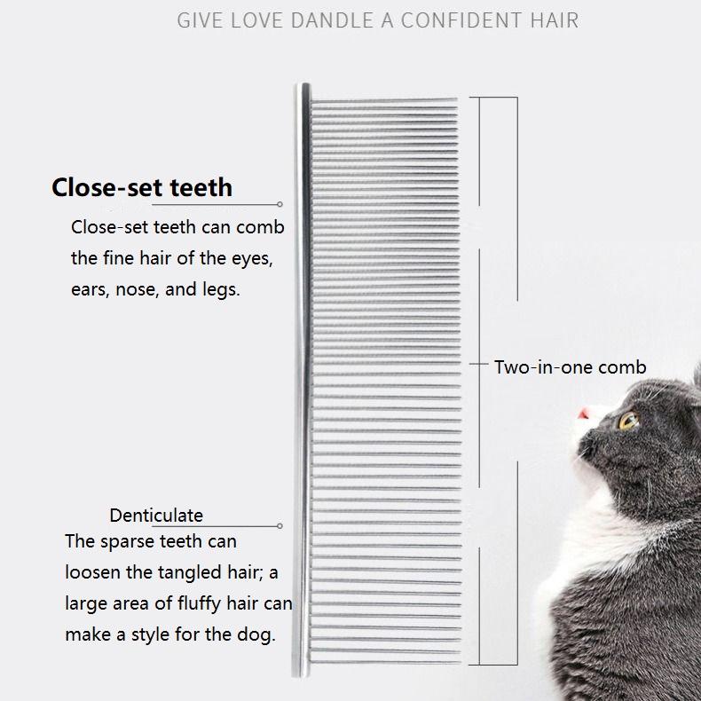 19/16cm Stainless Steel Dematting Comb for Long Thick Hair Pet Grooming Brush for Dogs and Cats To Remove Fur Ideal for Shaggy