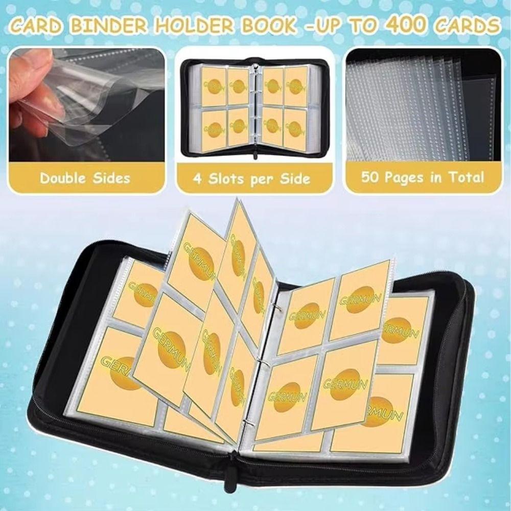 PU Leather Card Book Binders 400 Pockets Mini Card Binder Rigid Card Holder Card Collection