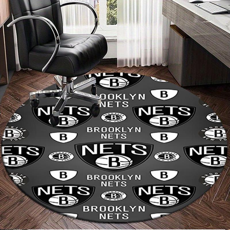 1PC Brook-lyn Nets Art Round Rug, Non-slip Chair Mat, Home Decor, Circle Carpet Perfect for Office, Bedroom, Living Room,Christmas gift