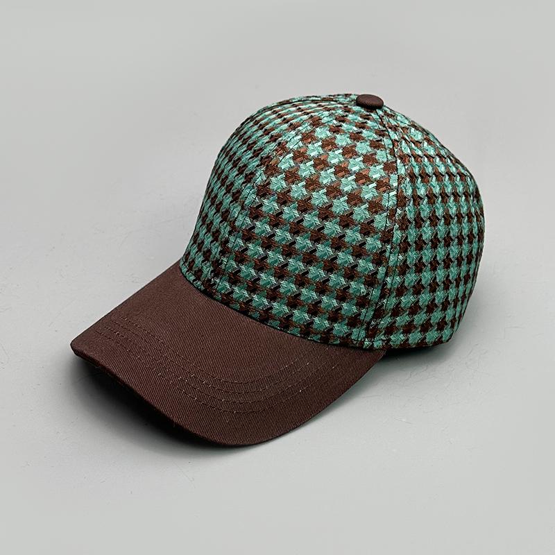 Houndstooth Color Block Baseball Cap Cotton New Men Women Sunscreen Check Versatile Fashion Casual Ventilate Street Retro Casual