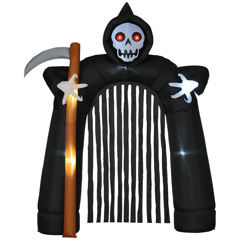 Large Halloween Garden Decoration Grim Reaper Self-inflating Archway with LED Lighting, 2.85 M