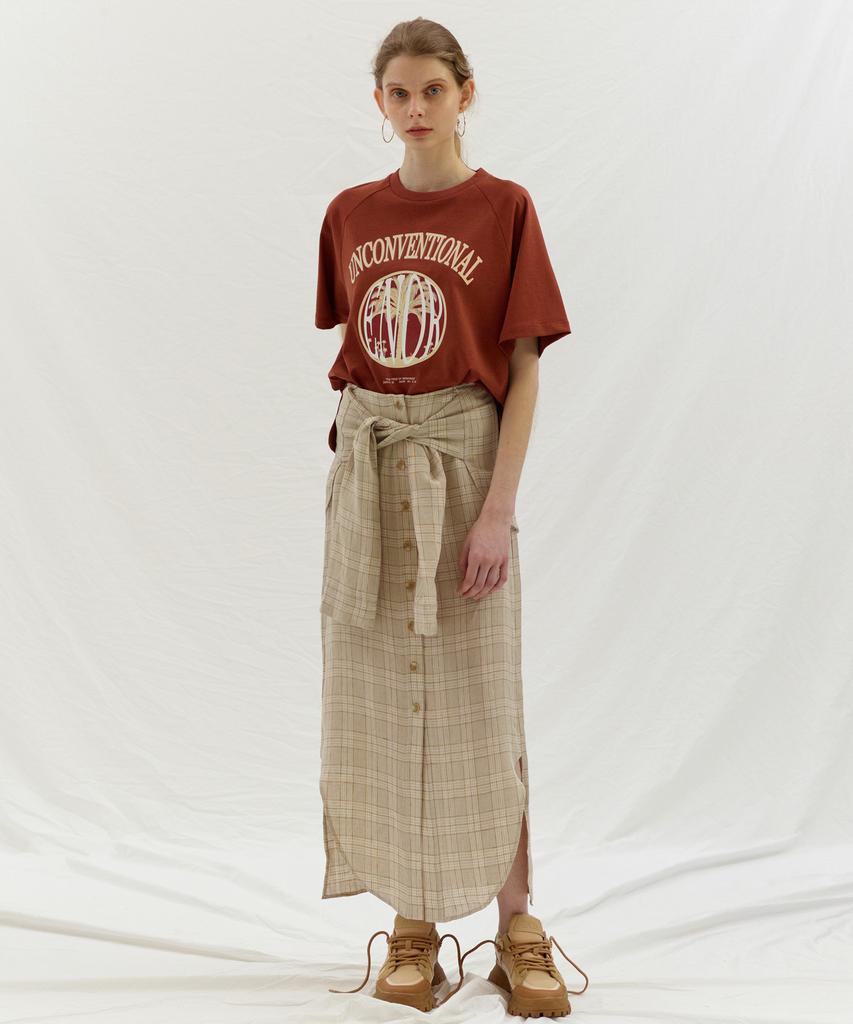 Enor Tie Up Point Linen Skirt - Beige