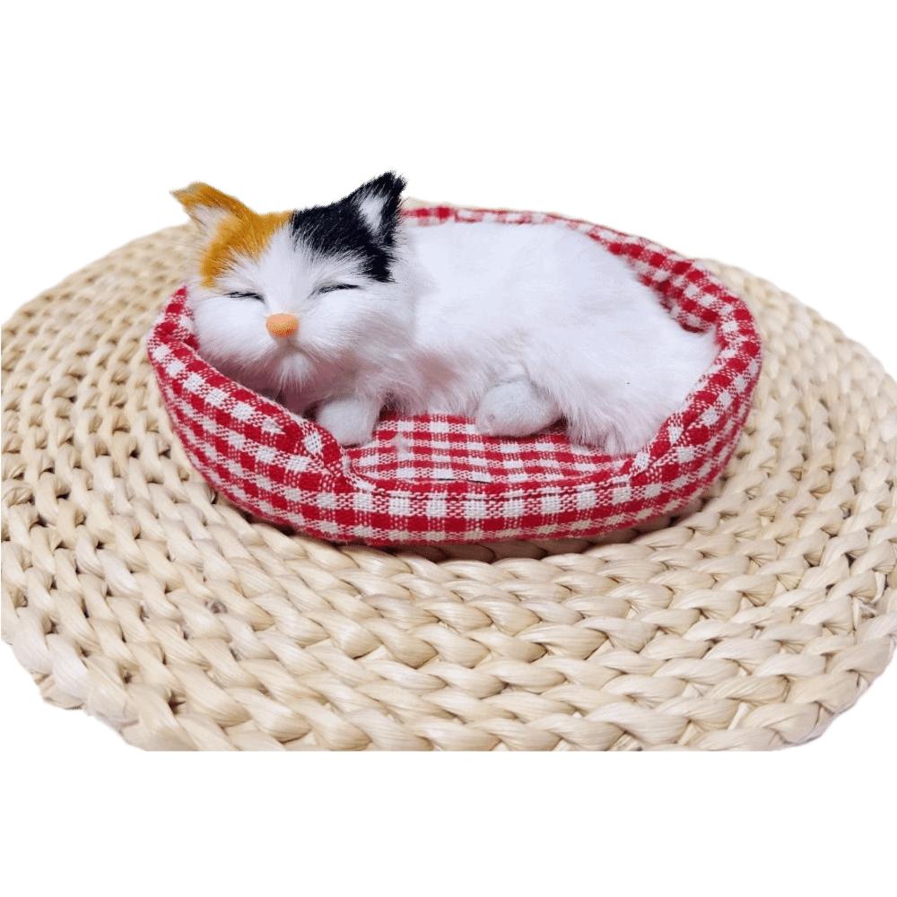 Kawaii Kitty Simulationsfell Katzenmodell auf Kissen Lebensecht Schlafende C Spielzeug Exquisite Weiche Plüschtierfigur Kindergeschenke