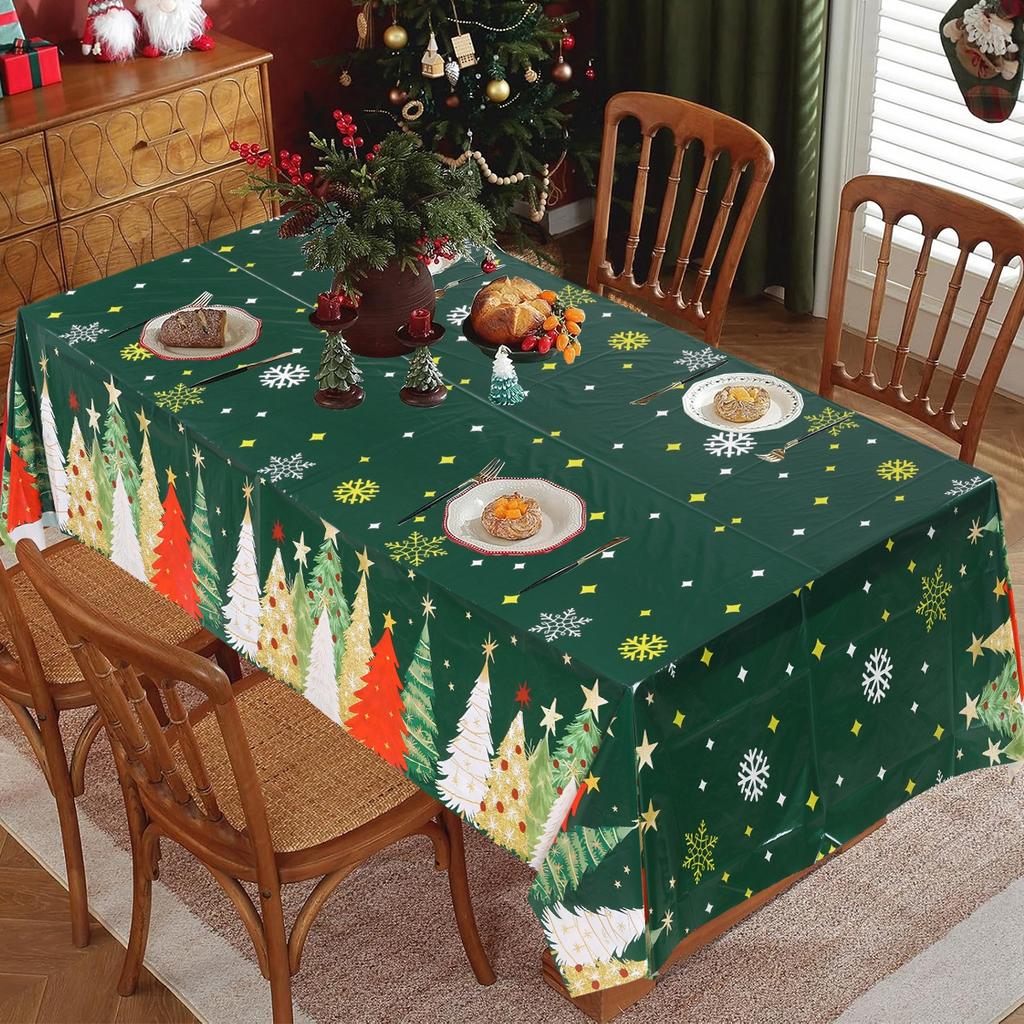 Christmas Snowflake Plastic Tablecloth Merry Christmas Decorations for Home 2025 Navidad Natal Xmas Table Ornament New Year 2026