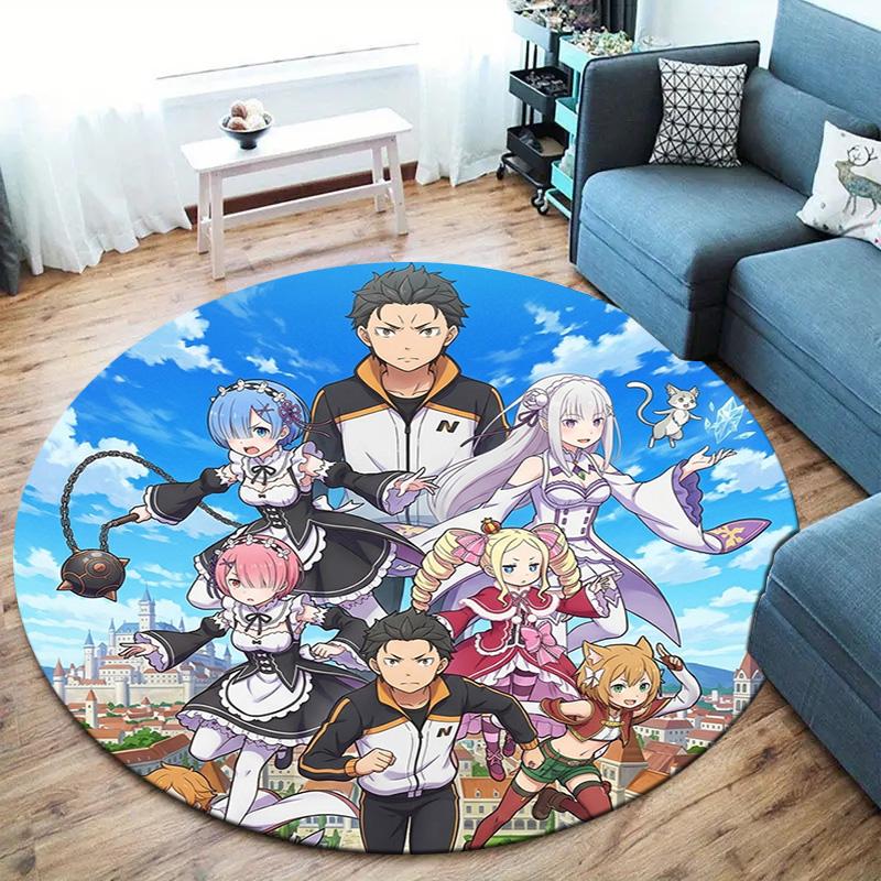 Re Zero Round Area Rug Carpet Rug For Living Room Bedroom Sofa Playroom Decor Nonslip Floor Mat