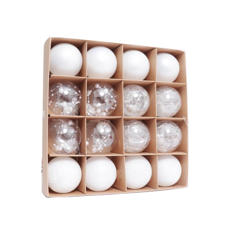 6cm Electroplated Pink Christmas Ball Ornaments - 16 Piece Set with Snowflakes