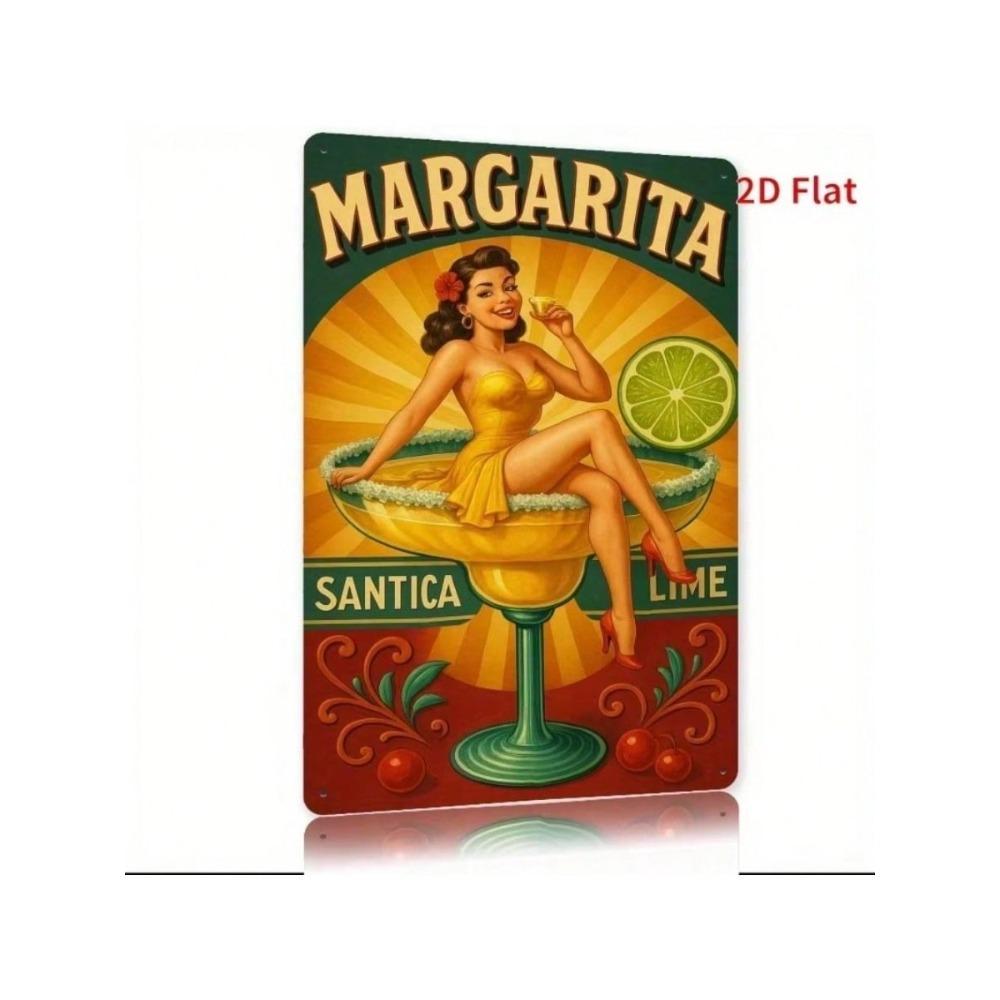 Santa Maria Retro Bar Sign Margarita Cocktail Metal Wall Poster Home Decor