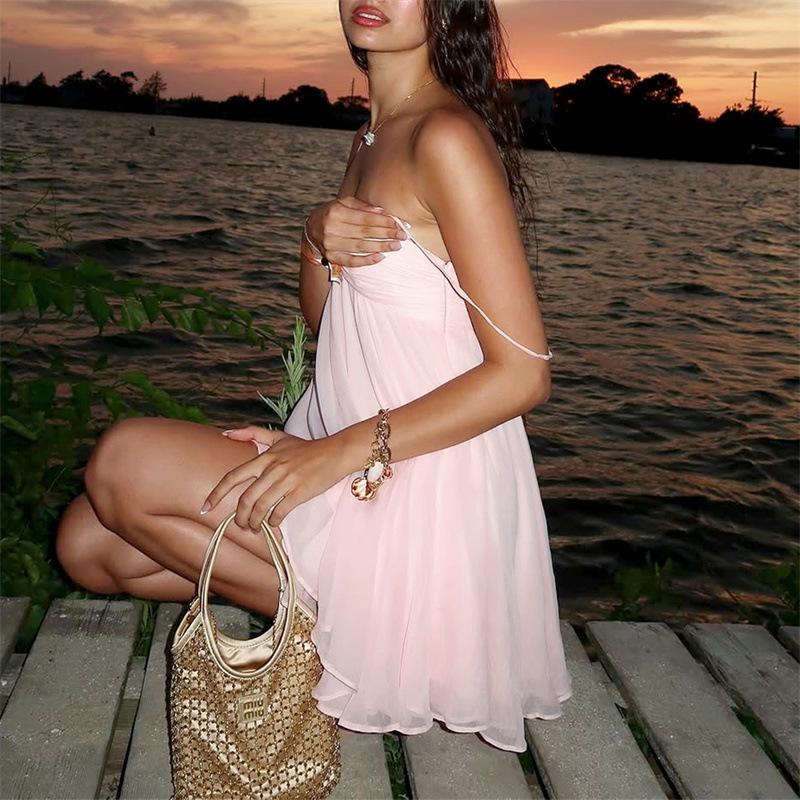 2026 Europäisches Chiffon-Einschulterkleid für Damen: Sommermode für einen trendigen Look