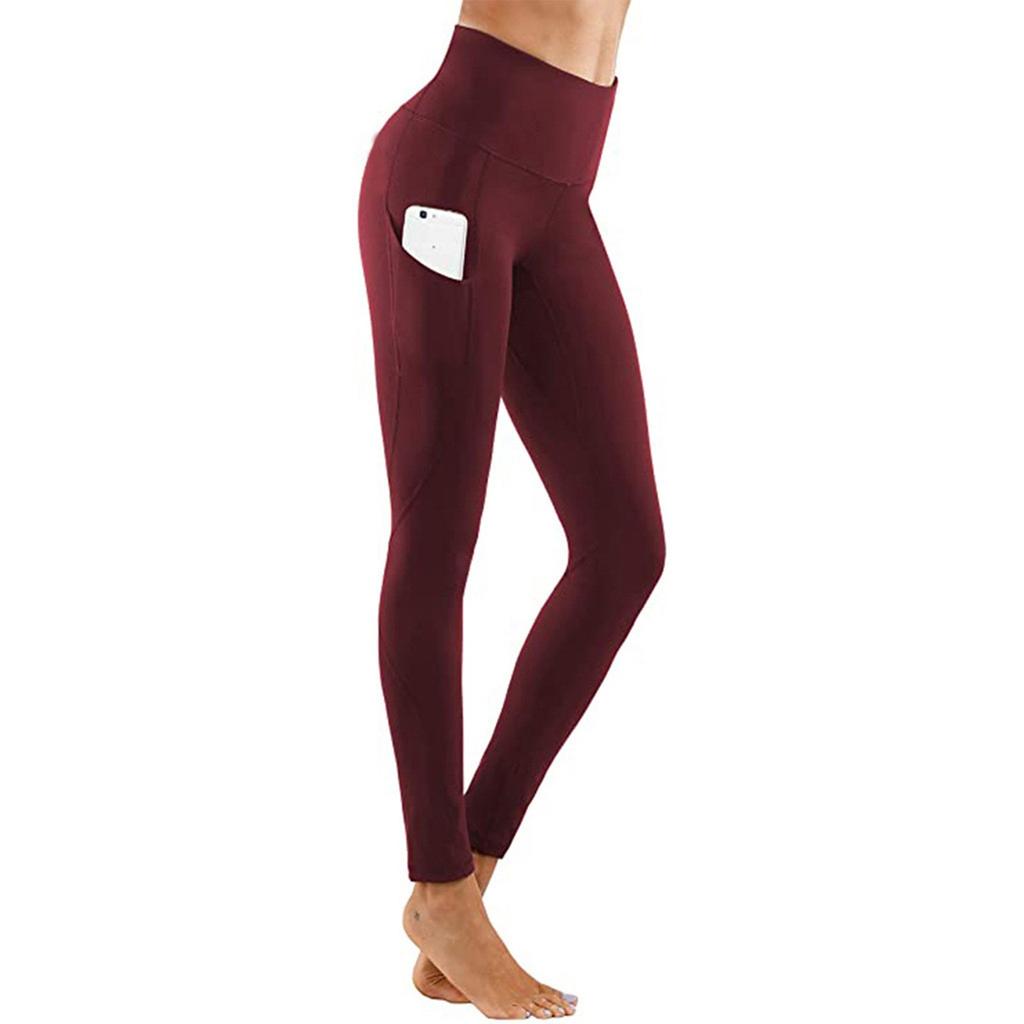 Yoga-Fitness-Leggings für Damen, Seitentaschen mit hoher Taille, enge Hosen für Outdoor-Sportarten für Damen