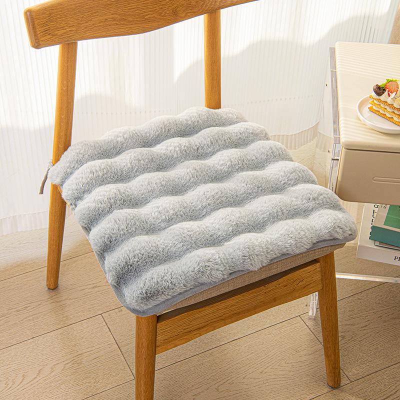 Light Luxury Rabbit Plush Seat Cushion Chair Pad Classroom Office Winter Student Sedentary Comfortable Warm Cozy Essential Aid