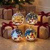 Sleigh Reindeer Lighted Christmas Ball Ornament Acrylic Santa Snowman Deer Pendant  Family Holiday