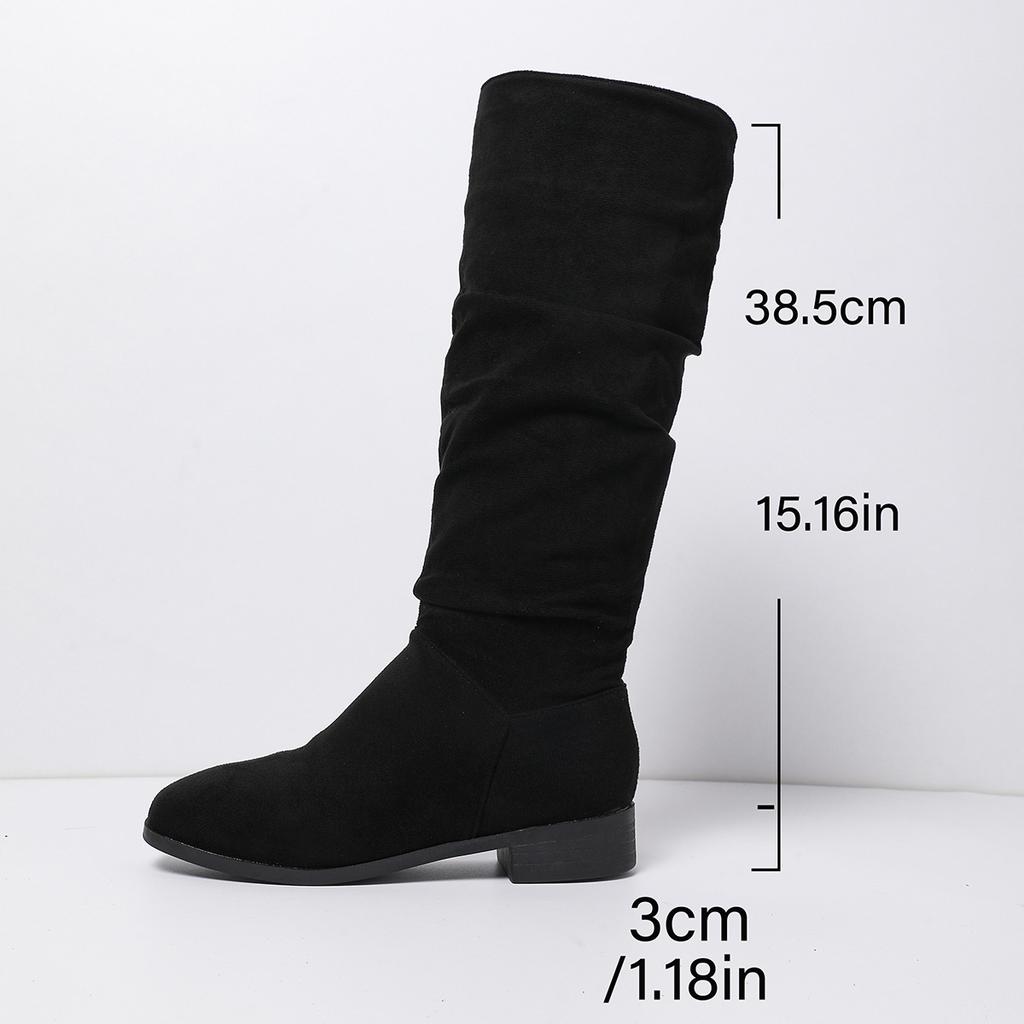Suede Tall Boots Women's Winter Large Size British Wind Sleeve Skinny Pile Boots