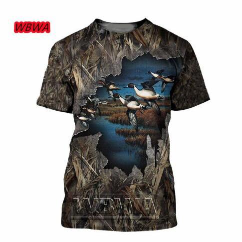 2026 new 3D digital printing duck hunting theme men's short-sleeved T-shirt outdoor leisure round neck breathable sports