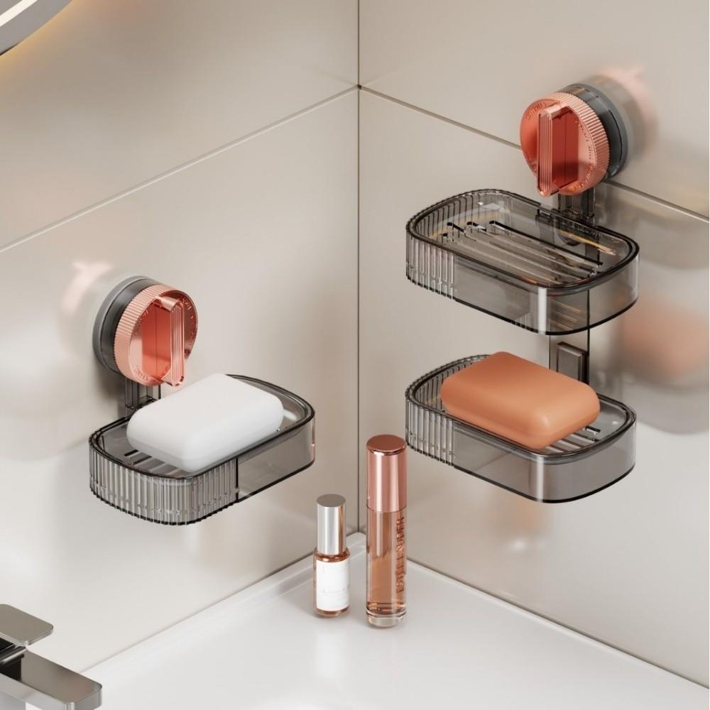 

Suction Cup Soap Dish Holder Wall Mounted Soap Storage Rack New Soap Box For Bathroom Shower 1-layer-rose gold