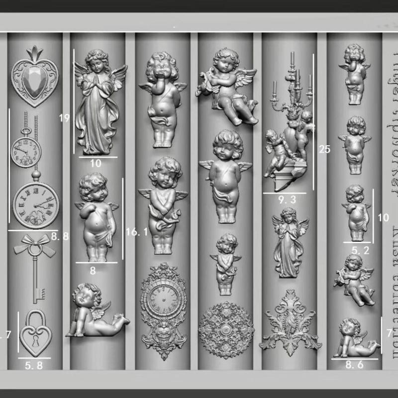 Angel Clock 3D Silicone Nail Mold Heart Lock Nails Templates Diy Nail Art Decorations Stamping Plates Manicure Design Tools