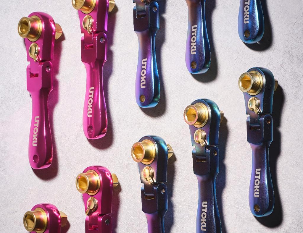 UTOKU Flexible Head Ratchet Drive Bit Steel Ratchet Titanium Plated Wrench; 1/4 & Driver, 72-Tooth Reversible; CR-V Quarter-Inch Wrench;